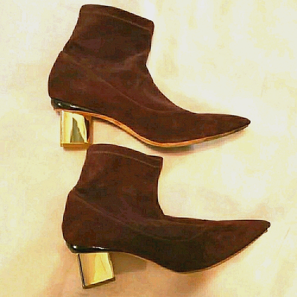 NICHOLAS KIRKWOOD BROWN FAUX SUEDE BOOTIES SZ 39